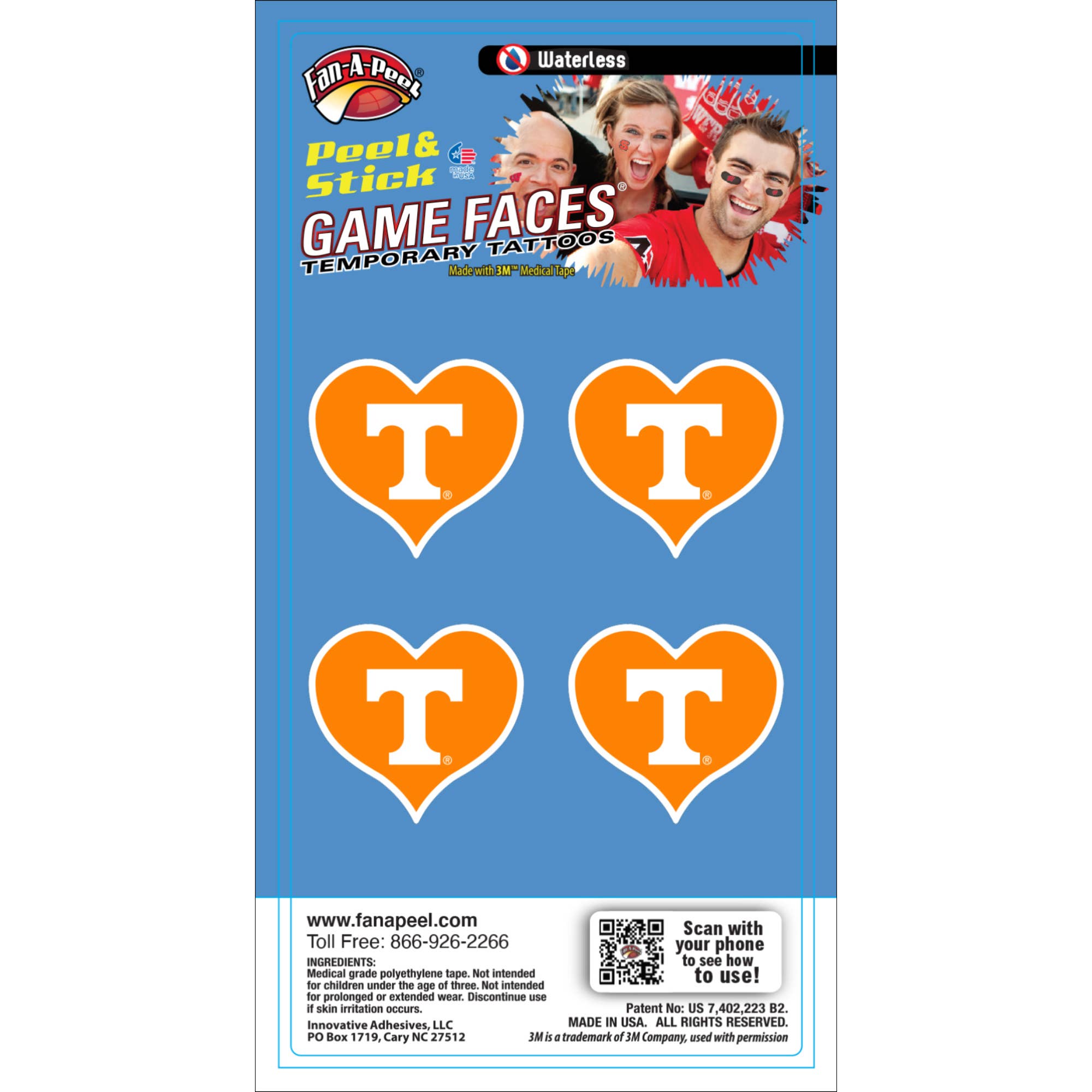 Tennessee Game Faces® Temporary Tattoos