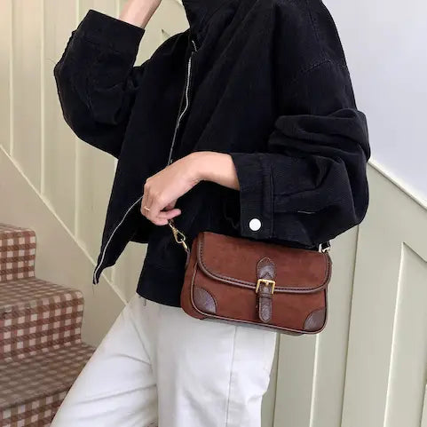 Suede-Like Microfiber Leather Shoulder Bag