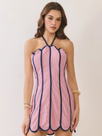 Noelle Scallop Halter Mini Dress
