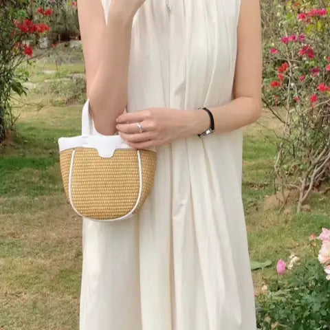Straw Tote Crossbody Bag