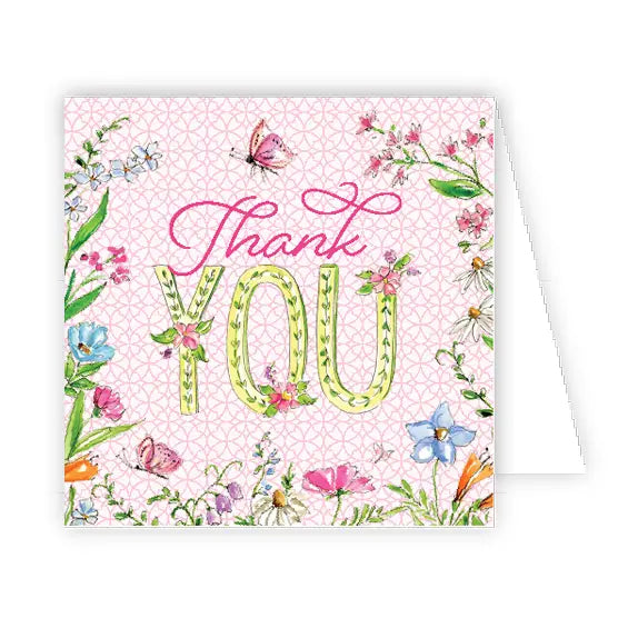 Thank You Pink Botanicals with Butterflies Enclosure Card