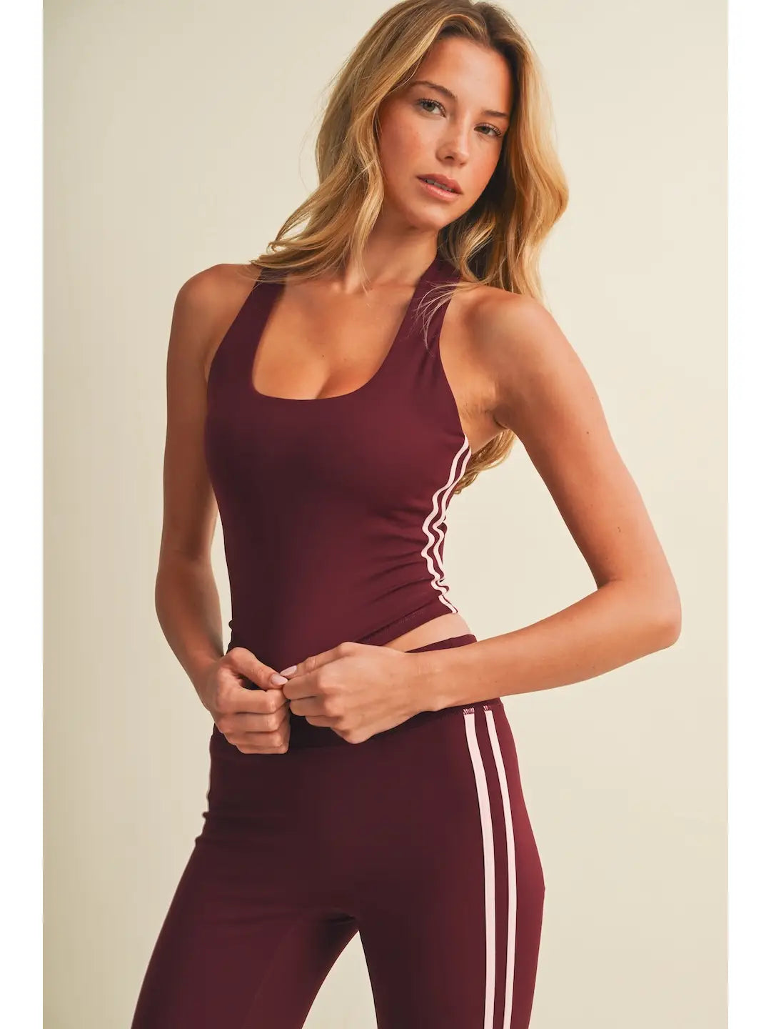 Side Stripe Racerback Tank Top