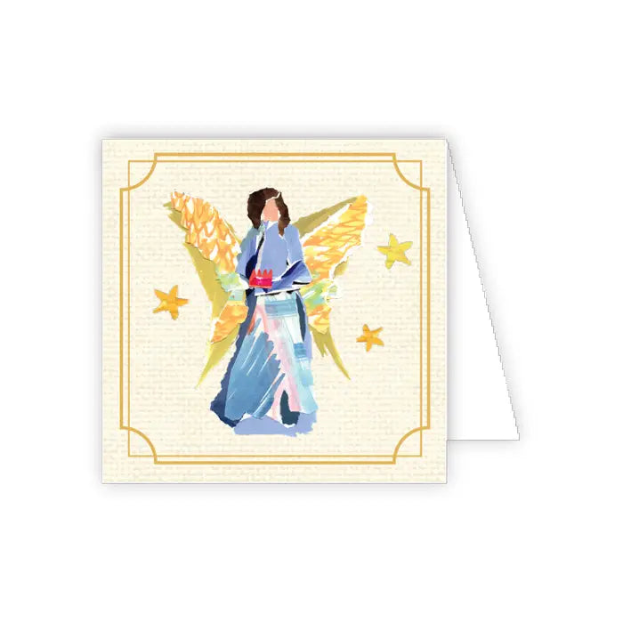 Blue Nativity Angel Enclosure Card