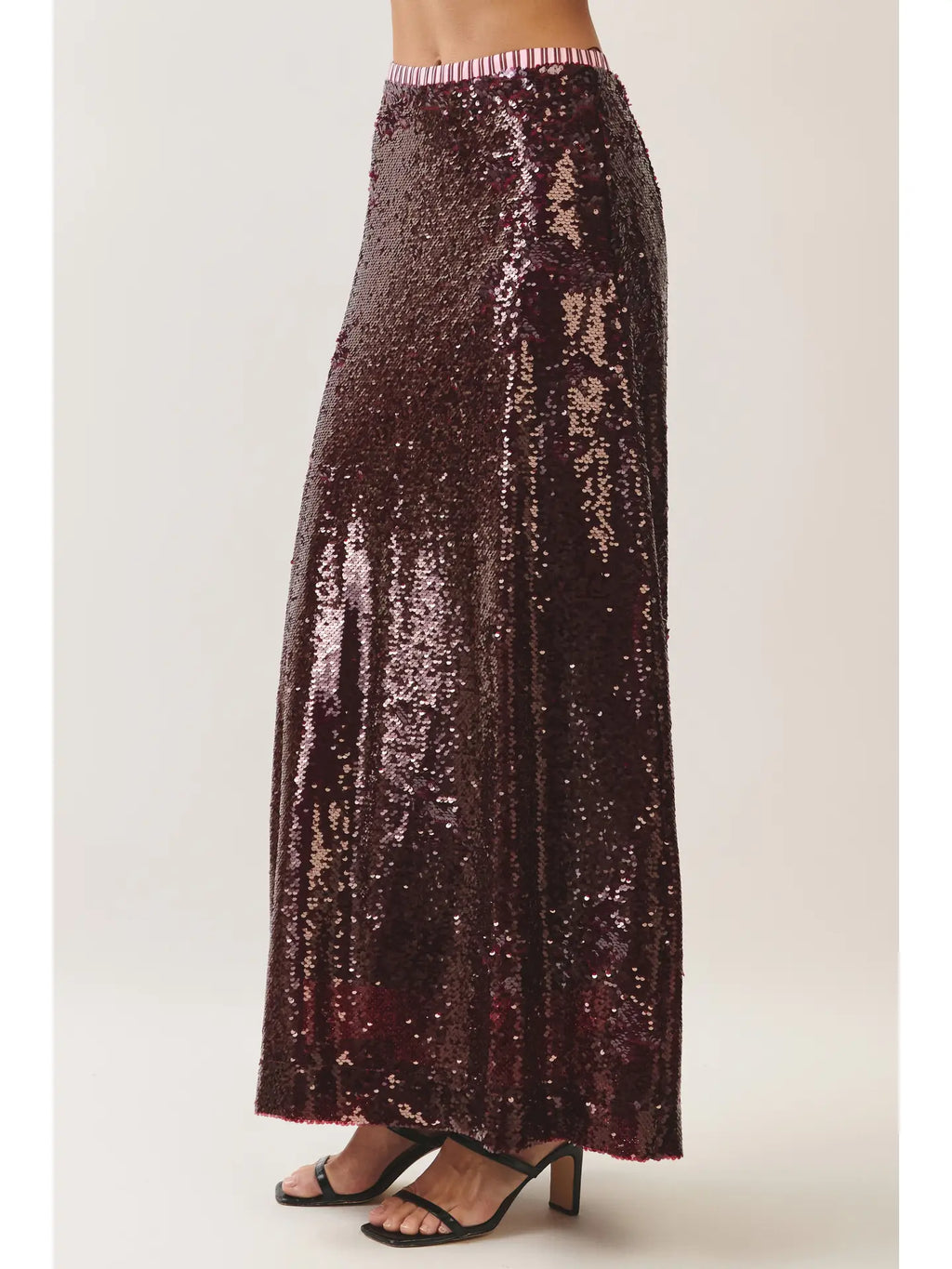 Laney Sequin Contrast Striped Maxi Skirt