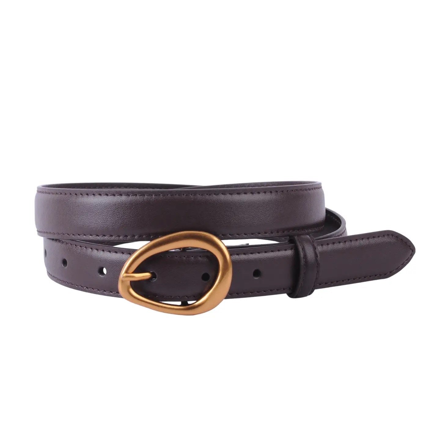 Basic Leather Belt with Asymmetrical Buckle