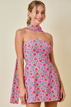 Tatum Floral Mini Dress with Matching Scarf