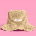 Bride Straw Bucket Hat