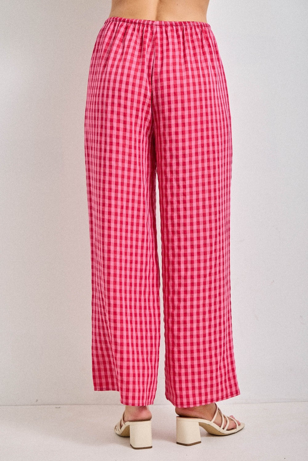 Danielle Gingham Print Drawstring Pants