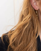 Paris Gold Chain Drop Earrings – Crystal Bezel Hoop Drops