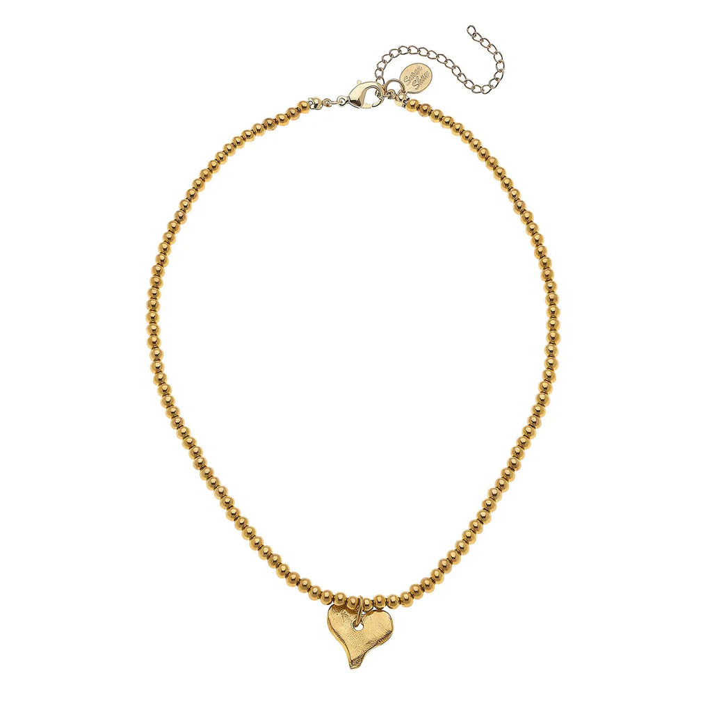 Gold Heart On Beaded Necklace