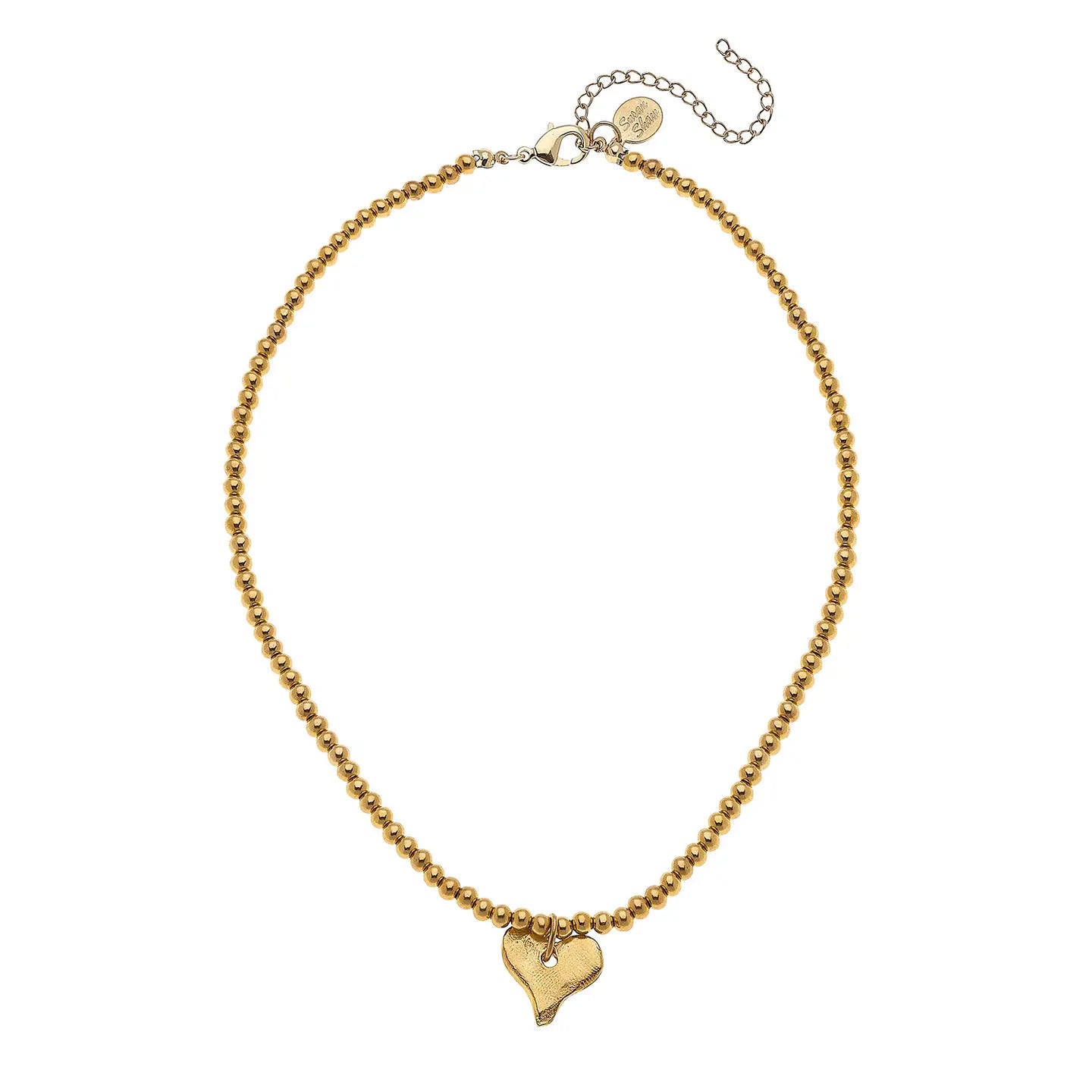 Gold Heart On Beaded Necklace