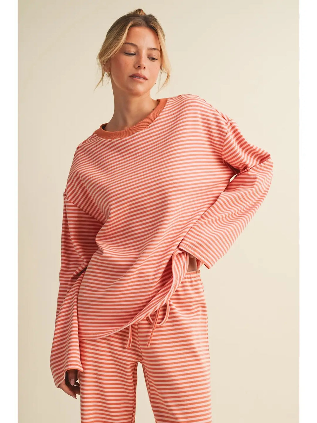 Striped Cotton Knit Oversized Top
