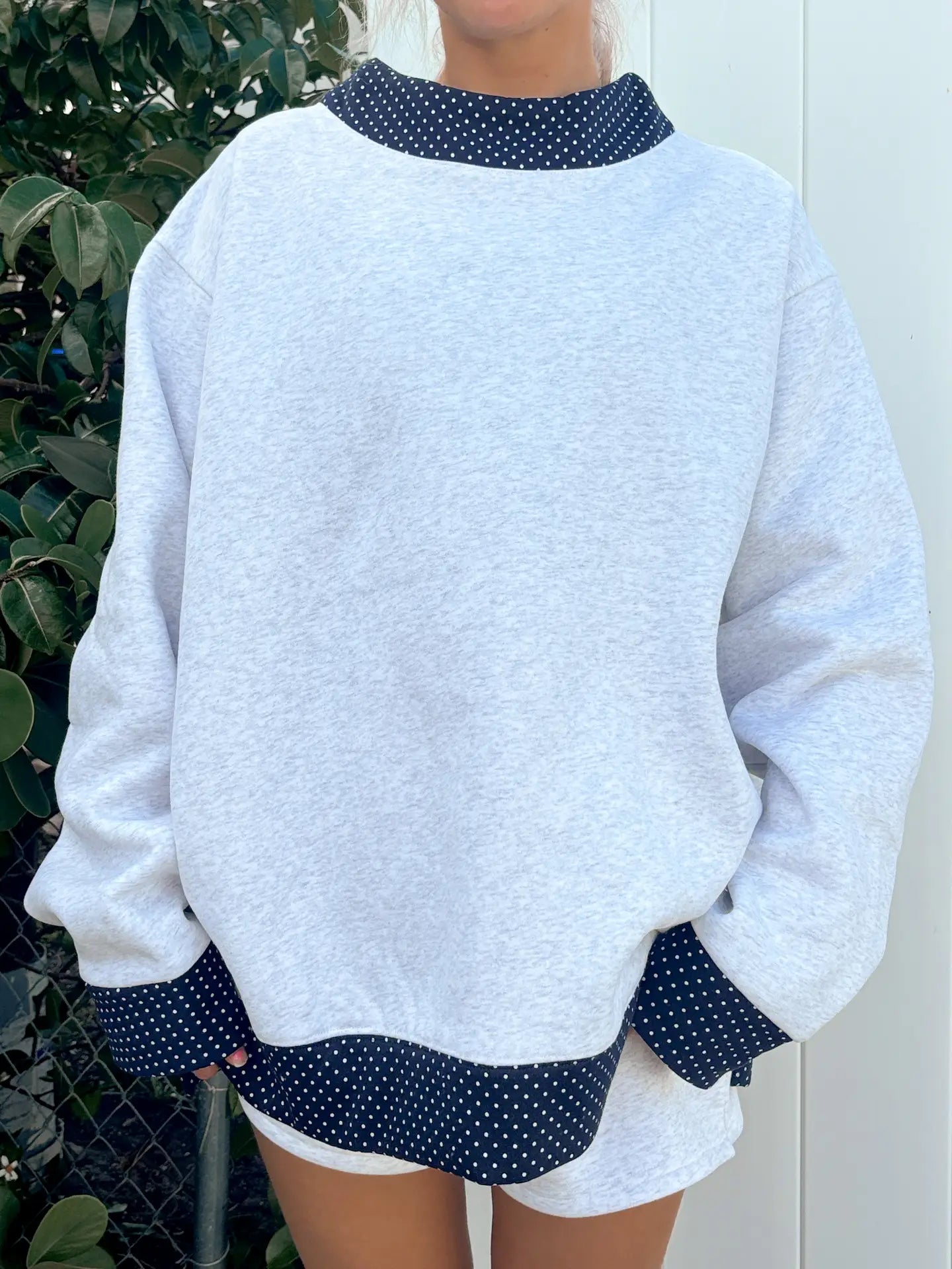 Polka Dot Mockneck Sweatshirt