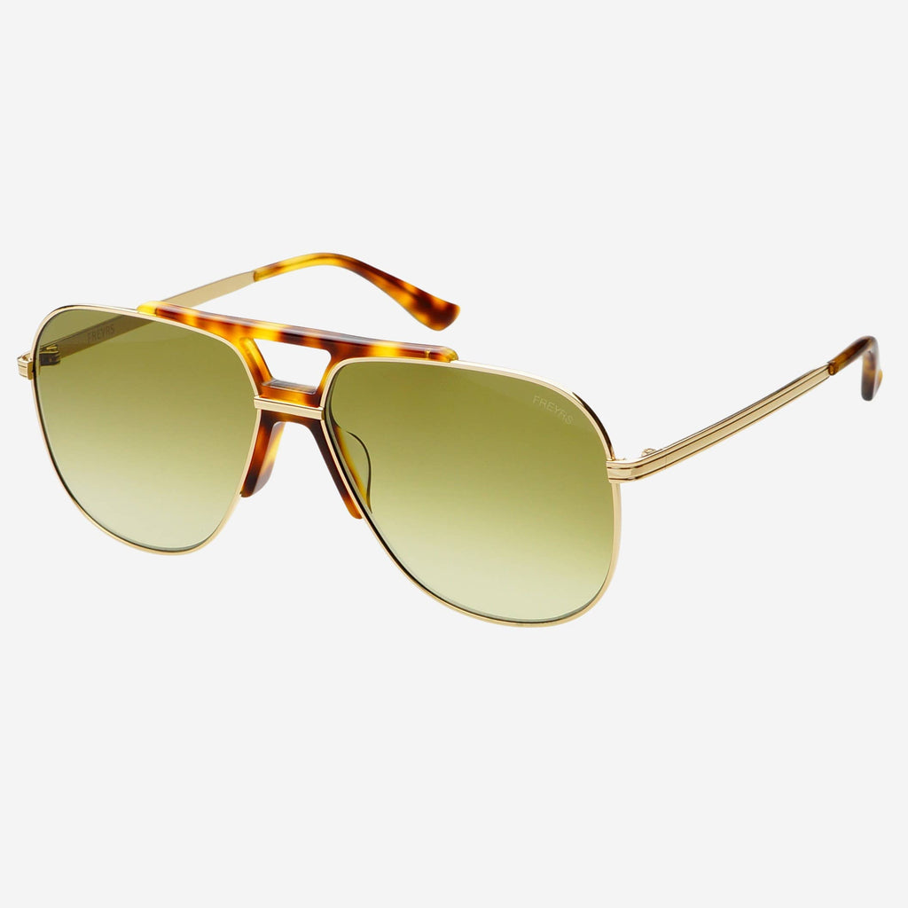 Logan Acetate Aviator Sunglasses - Gold/Fade Green