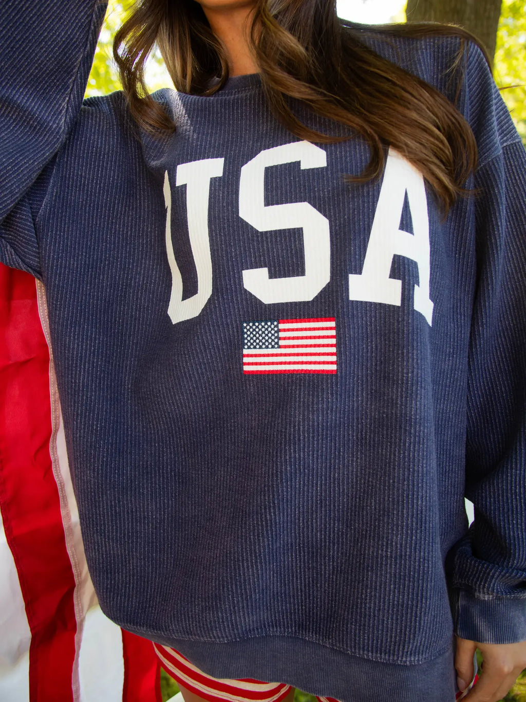 USA Flag Corduroy Sweatshirt