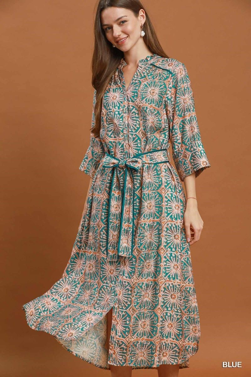 Lea Front Tie Waist Midi Dress