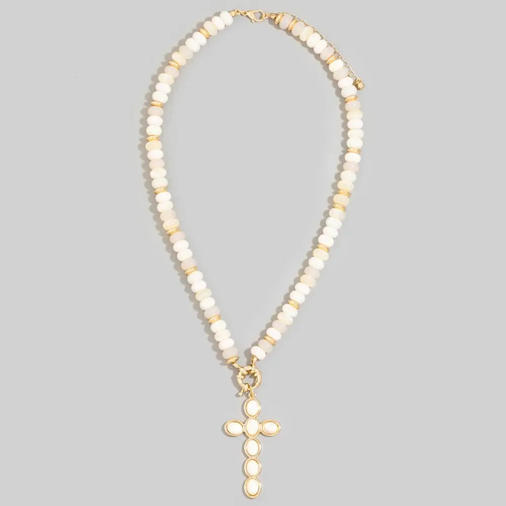 Grace Semi Precious Stone Cross Necklace