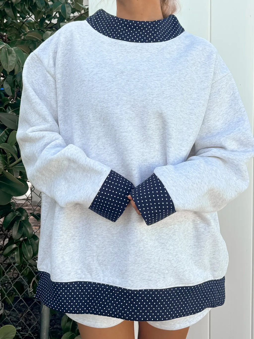 Polka Dot Mockneck Sweatshirt