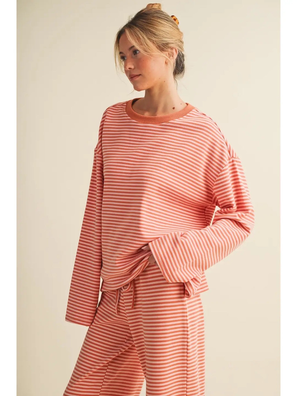 Striped Cotton Knit Oversized Top