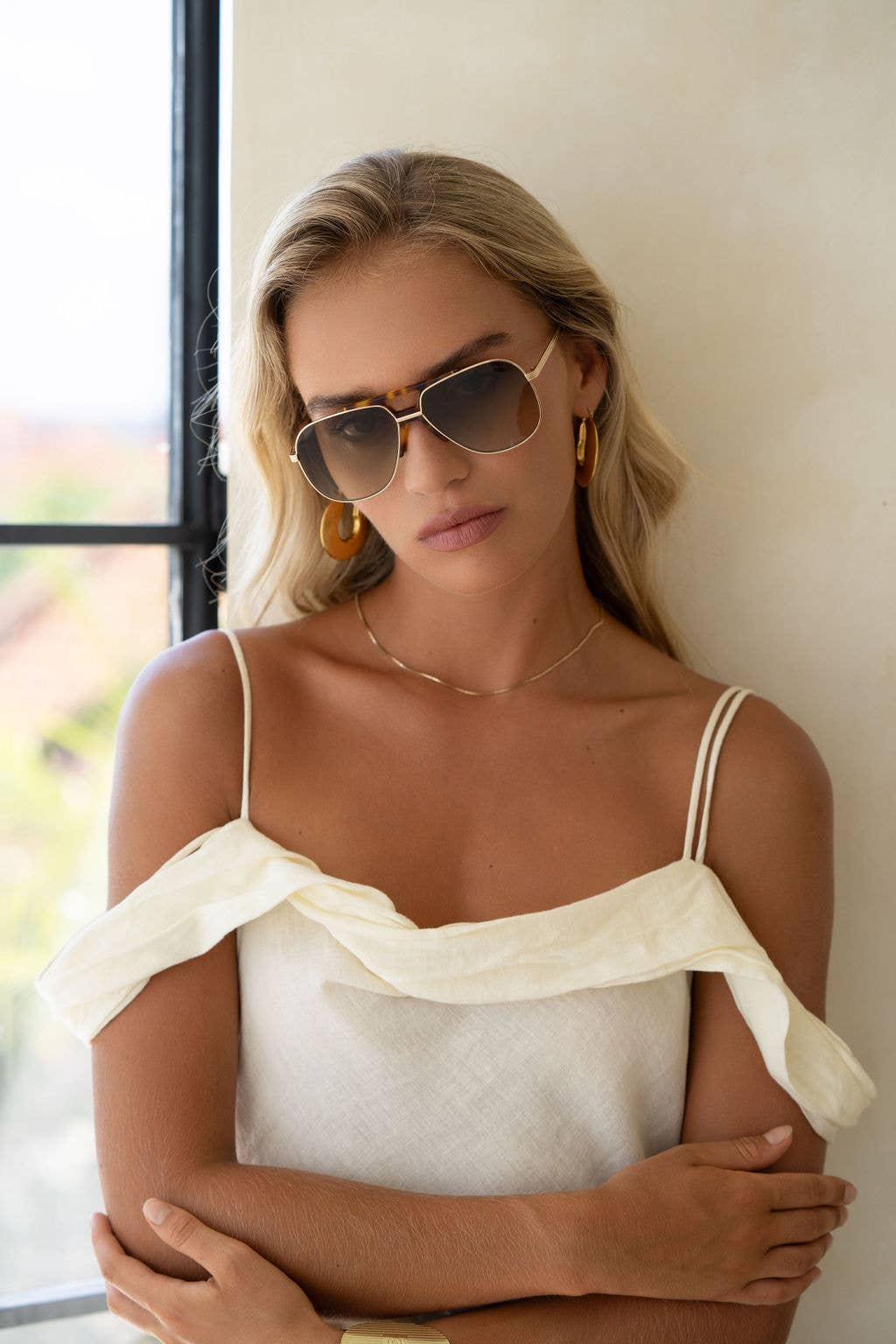 Logan Acetate Aviator Sunglasses - Gold/Fade Green