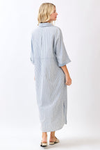 Gia Washed Striped Maxi Shirt Dress