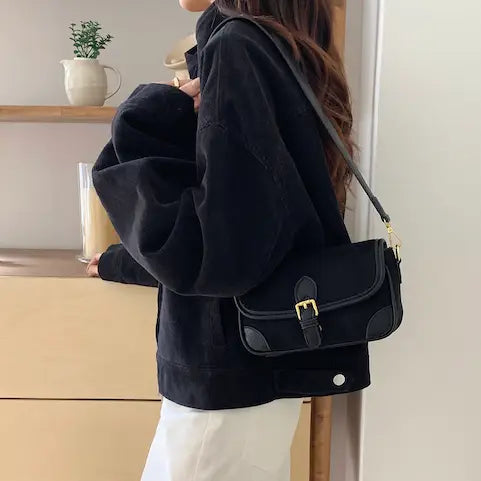 Suede-Like Microfiber Leather Shoulder Bag