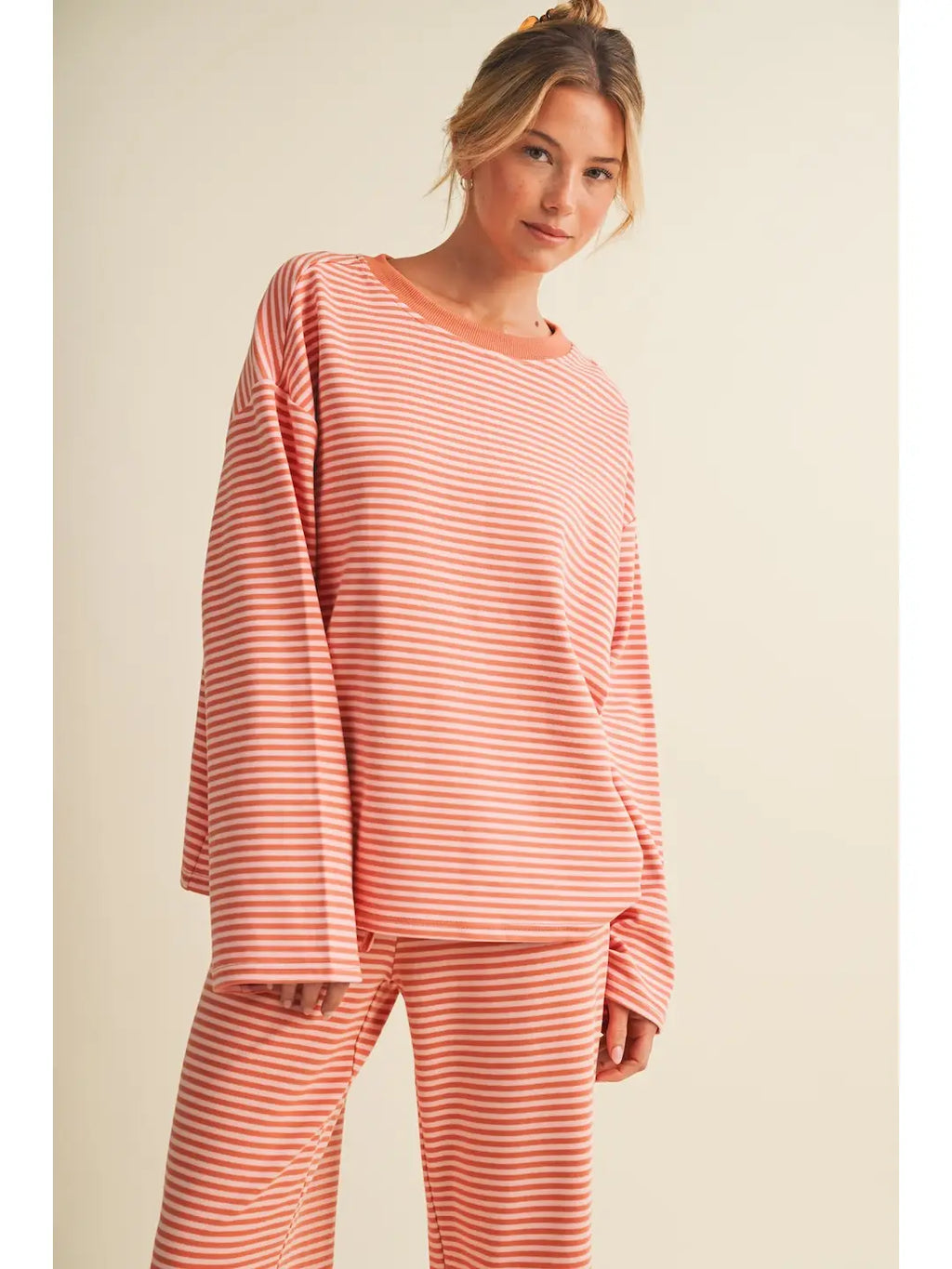 Striped Cotton Knit Oversized Top