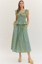 The Bradford Green Midi Skirt
