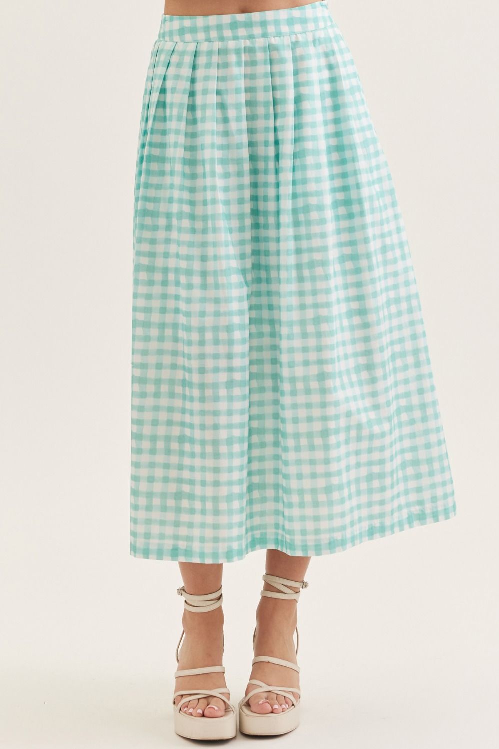 Watercolor Windowpane Midi Skirt