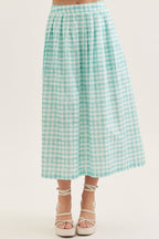 Watercolor Windowpane Midi Skirt