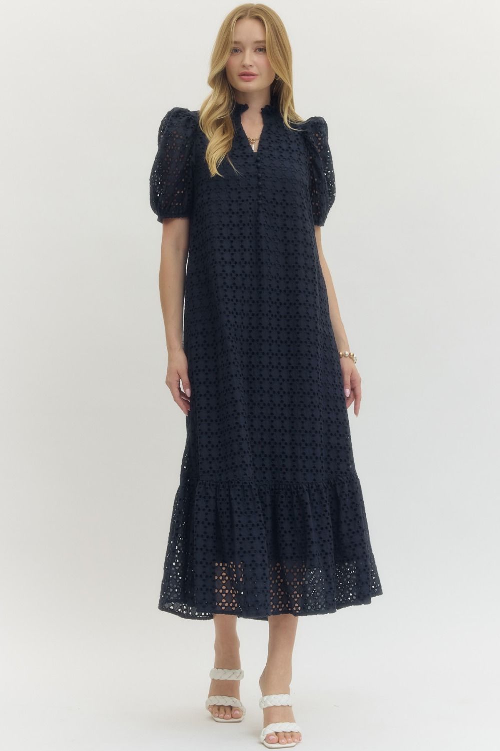 Holland Puff Sleeve Midi Dress