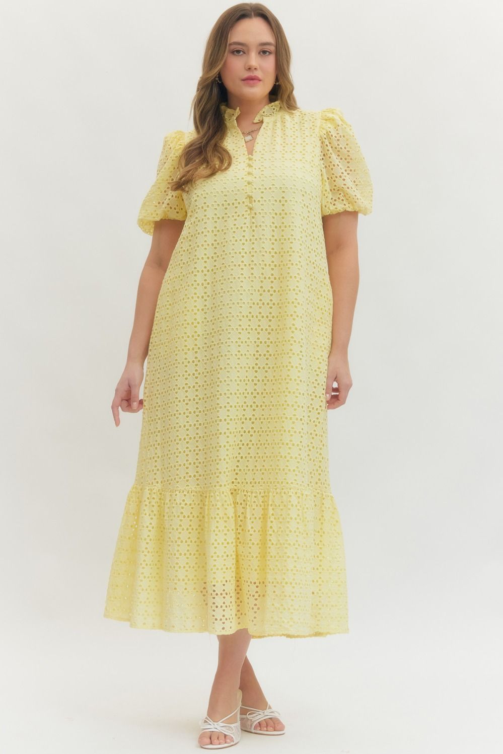 Holland Puff Sleeve Midi Dress