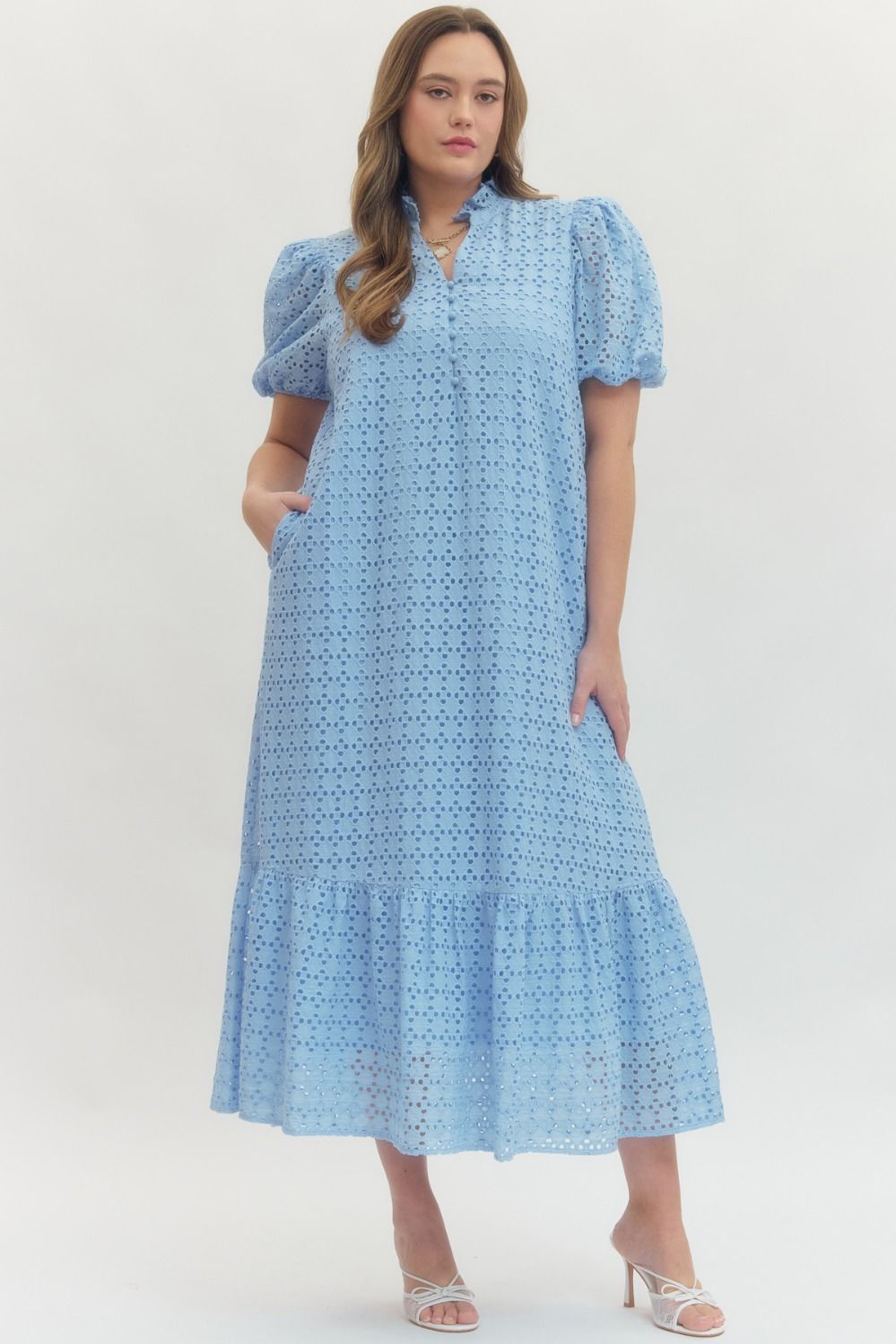 Holland Puff Sleeve Midi Dress