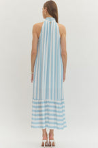 Calista Stripe Halter Midi Dress