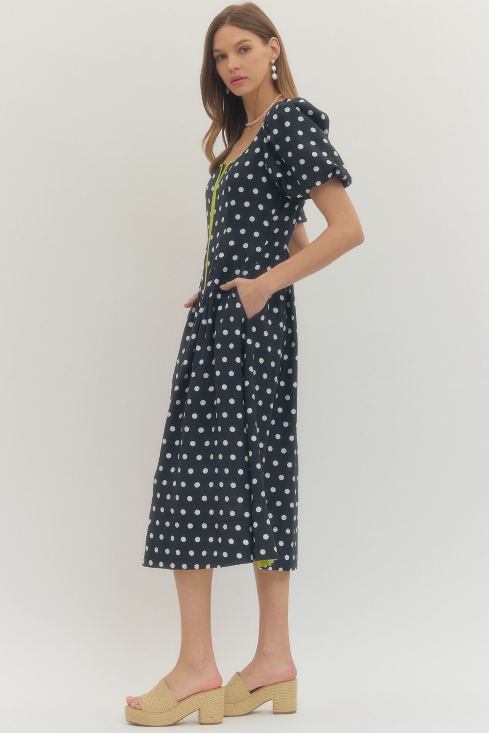 Ayla Polka Dot Midi Dress
