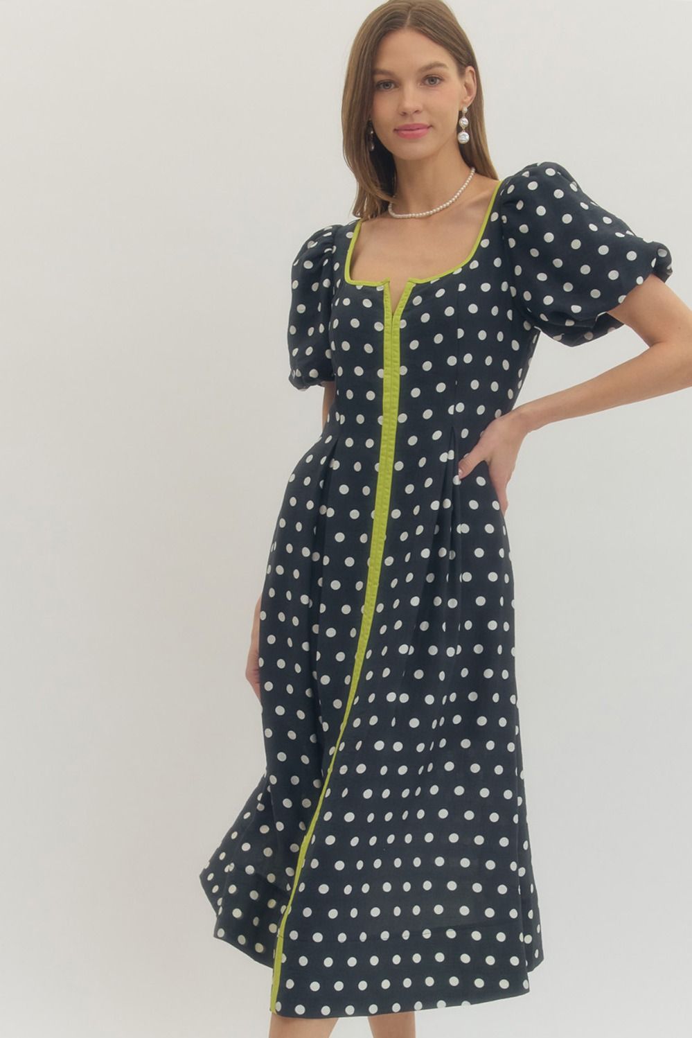 Ayla Polka Dot Midi Dress