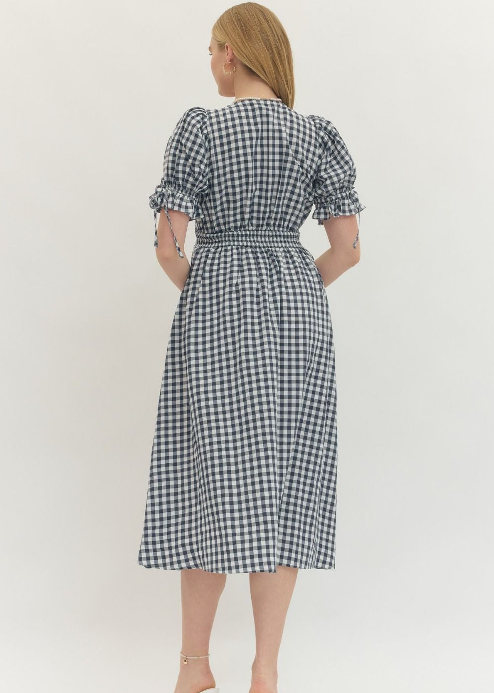 Darcy Gingham Eyelet Midi Dress