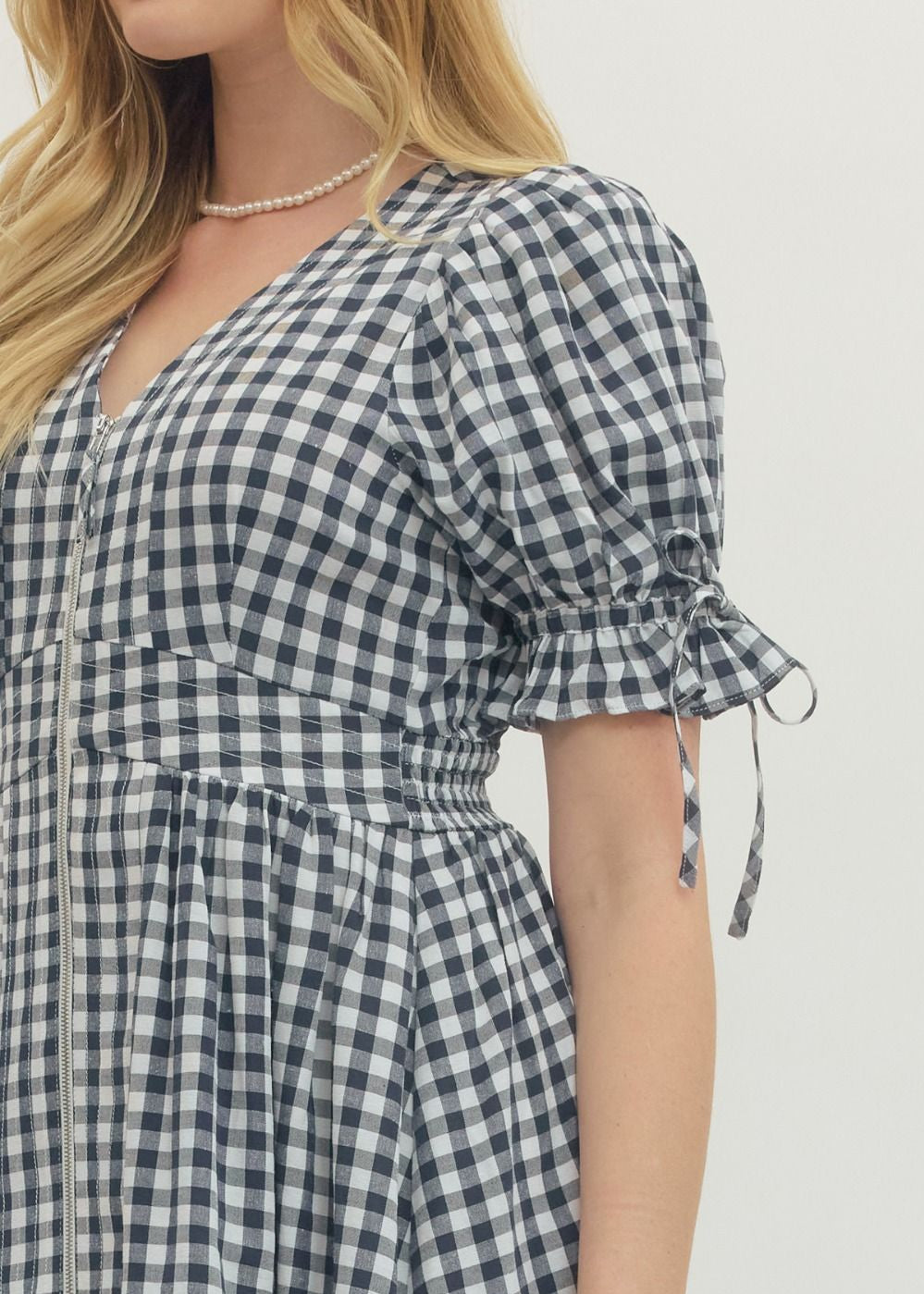 Darcy Gingham Eyelet Midi Dress