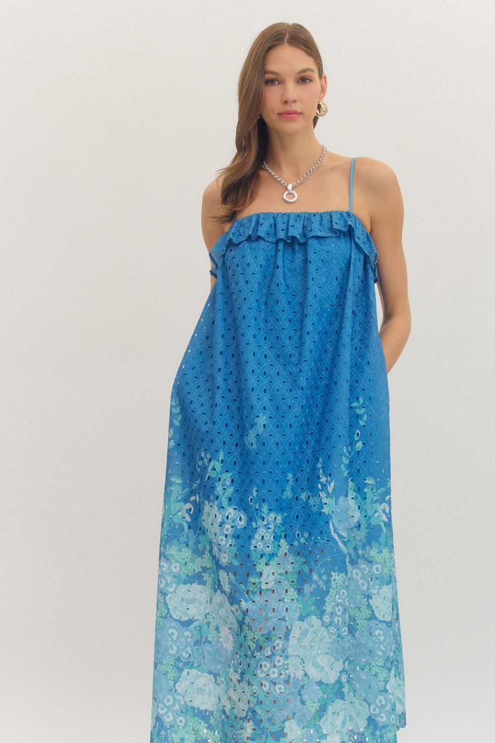 Shoreline Watercolor Eyelet Dress