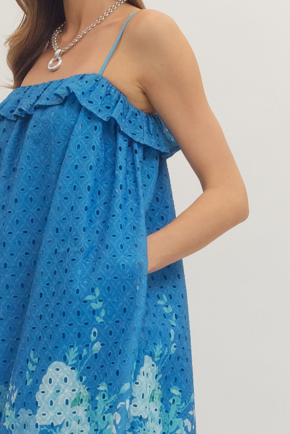Shoreline Watercolor Eyelet Dress