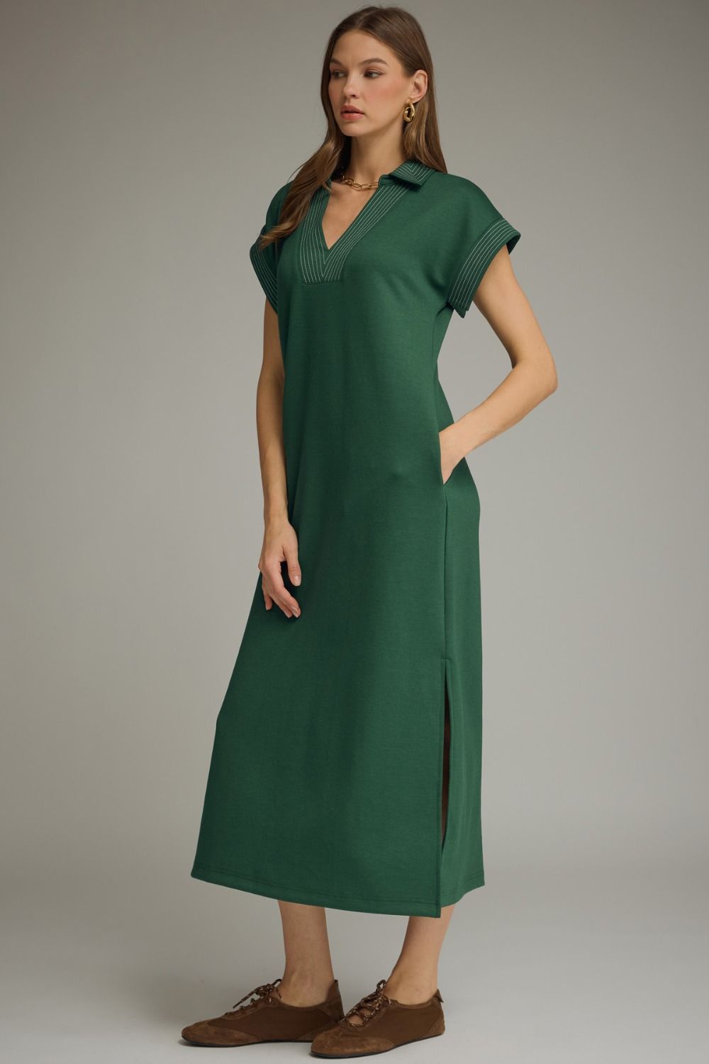 Callie Pinstripe Midi Dress