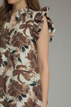 Rosalind Ruffle-Sleeve Floral Midi Dress