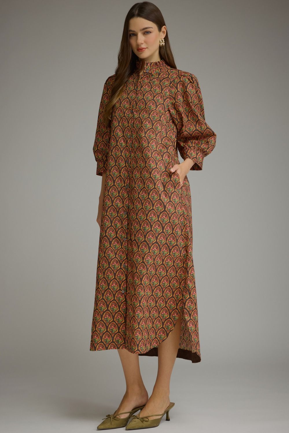 Heritage Floral Block Print Midi Dress