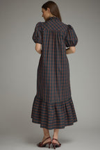Zyla Ruffle Collar Midi Dress