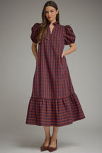 Zyla Ruffle Collar Midi Dress