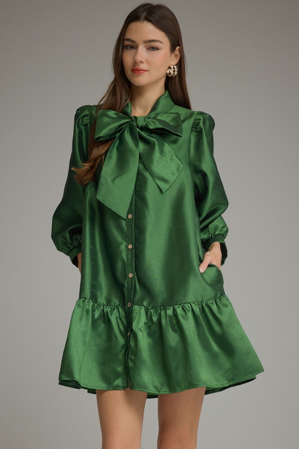Eloise Metallic Bow Mini Dress