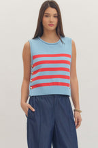 Maisy Stripe Button Detail Top