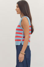 Maisy Stripe Button Detail Top