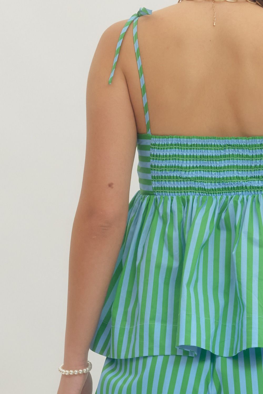 Marisol Stripe Tie-Strap Peplum Top