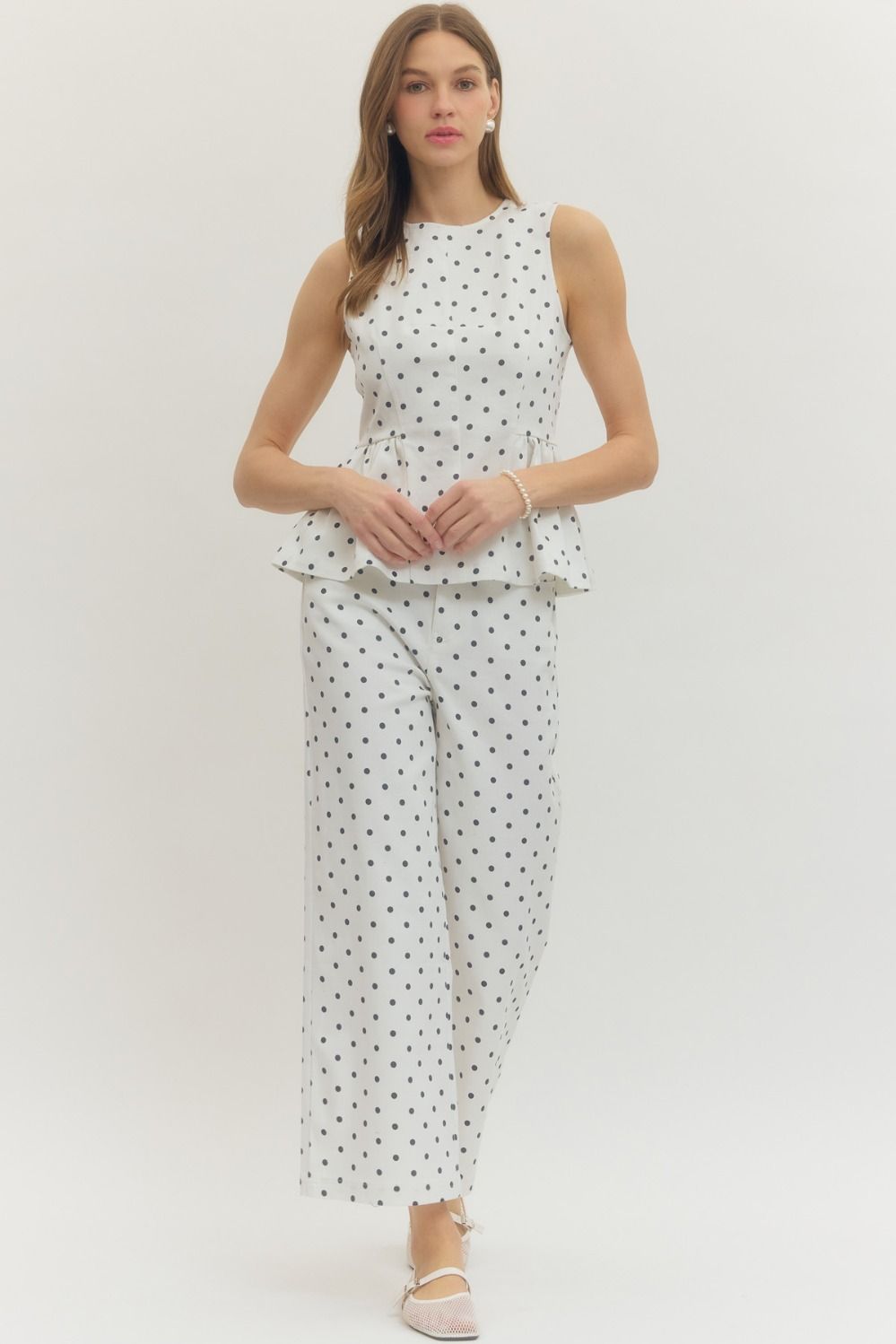 Candice Ruffle Hem Polka Dot Top